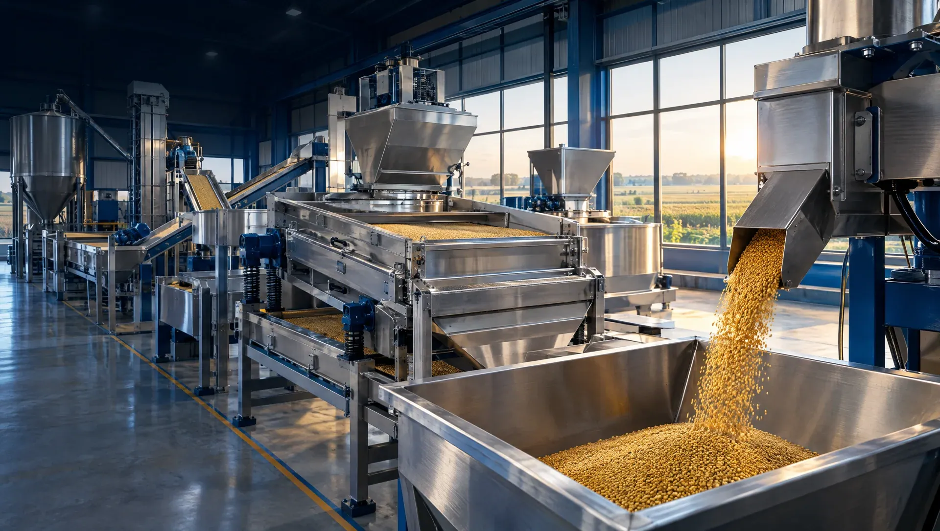 Illustrative grain screening and handling equipment